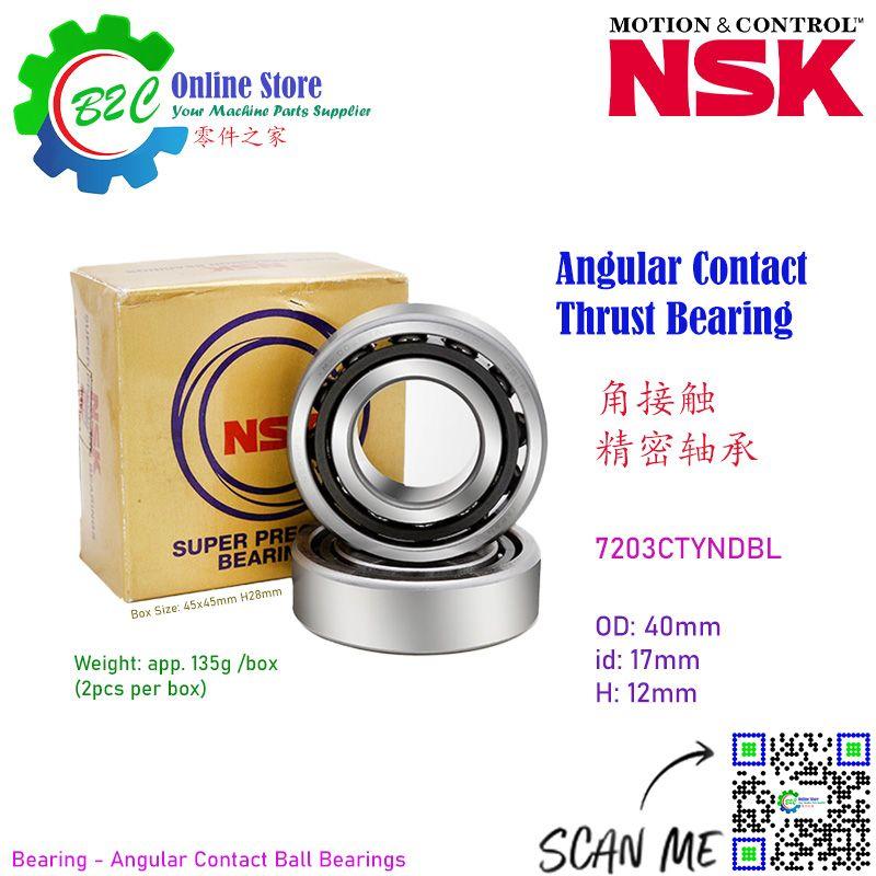 NSK 7203 CTYNDBL Angular Contact Thrust Ball Bearing CNC Machine Ballscrew Spindle Support Super Precision Bearings 7203CTYNDBL 主轴 丝杆 螺杆 精密 机床 轴承