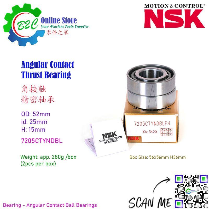 NSK 7205 CTYNDBL Angular Contact Thrust Ball Bearing CNC Machine Ballsrew Spindle Support Super Precision Bearings 主轴 丝杆 螺杆 精密 机床 轴承