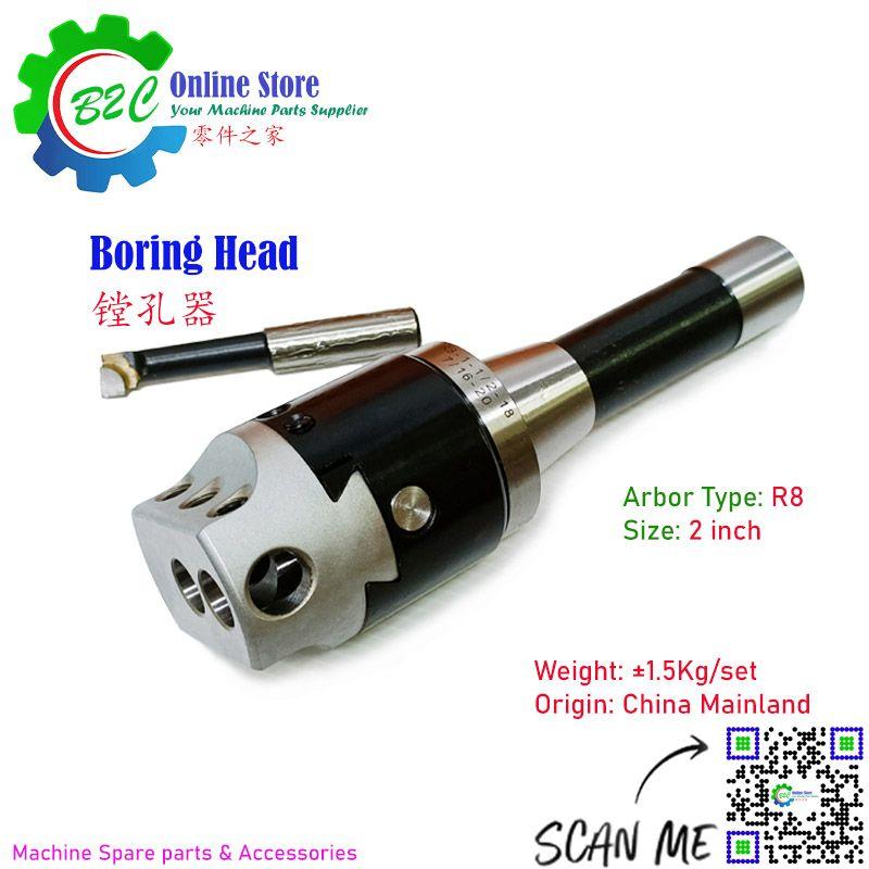 R8 7/16 Boring Head Arbor for Conventional Milling Machine Accessories Ready Stock Inch 镗头 组合 传统 镗孔器 铣床 镗孔刀 微调精镗刀套 英寸 公制 英制