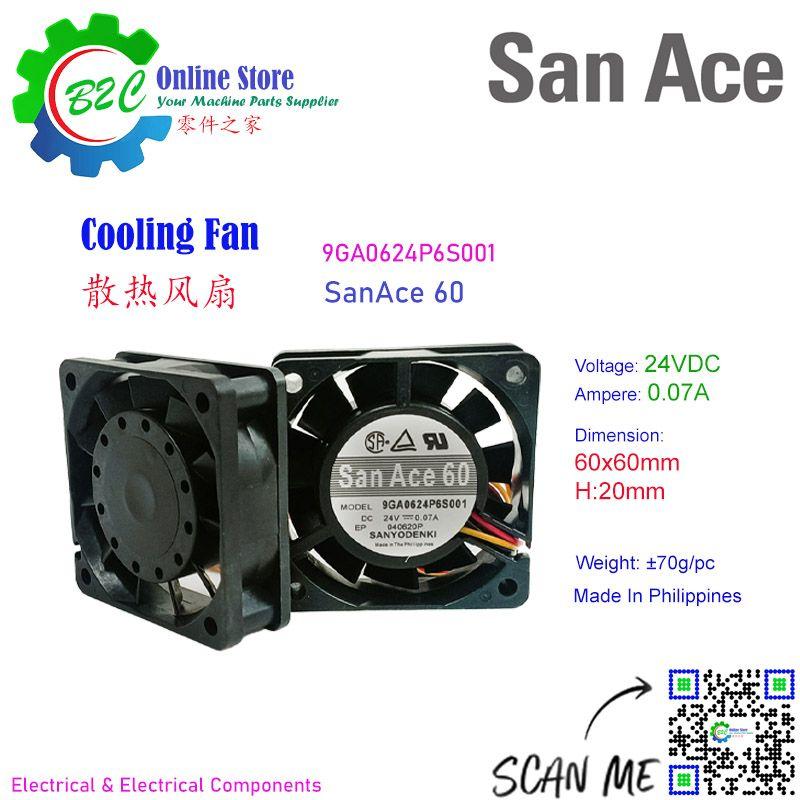 SAN ACE 9GA0624P6S001 60x60mm T20mm Sanyo Denki San Ace 38 Cooling Fan Fanuc Servo Amp Unit DC24V 0.07A 三洋 发那科 伺服器 散热 风扇